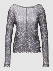 Longsleeve mit Allover-Muster Modell 'Margarite' von QS by s.Oliver Grau / Schwarz - 15