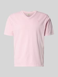T-Shirt aus Baumwoll-Leinen-Mix mit V-Ausschnitt von Superdry Pink - 34