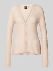 Gebreide cardigan met structuurmotief, model 'Fooper' van BOSS Orange Roze - 5