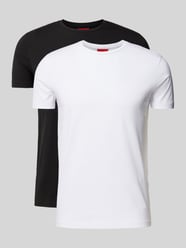 T-shirt in effen design van HUGO Grijs / zwart - 7