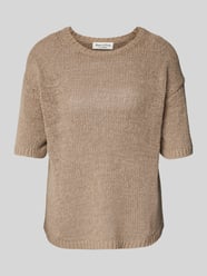 Loose Fit Strickpullover aus Baumwoll-Mix mit kurzem Arm von Marc O'Polo Beige - 42