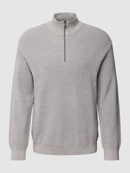 Strickpullover mit kurzem Reißverschluss von Marc O'Polo Denim Grau - 39