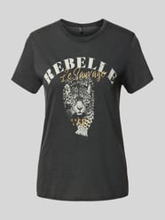 T-Shirt mit Motiv- und Statement-Print Modell 'LUCY' von Only Blau - 34