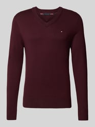 Regular fit pullover van een mix van katoen en kasjmier van Tommy Hilfiger Bordeaux - 21