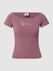 Cropped T-Shirt mit Label-Stitching von KARL KANI Lila - 22