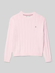 Relaxed Fit Strickpullover aus reiner Baumwolle von Tommy Hilfiger Teens Pink - 17