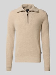 Schipperstrui van wolmix met labeldetail van bugatti Beige - 11