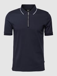 T-Shirt mit Reißverschluss und Umlegekragen Modell 'Polston' von BOSS Blau - 32