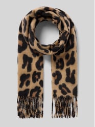 Schal mit Fransen und Animal-Print von Kurt Beines Beige - 40