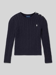 Strickpullover mit Logo-Stitching von Polo Ralph Lauren Kids Blau - 20