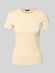 T-Shirt mit geripptem Rundhalsausschnitt von Lauren Ralph Lauren Beige - 37