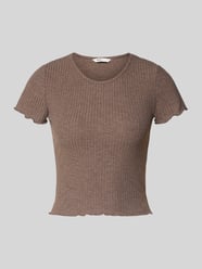 T-shirt o kroju slim fit z prążkowaną fakturą Model 'EMMA' od ONLY - 17
