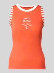 Top o kroju slim fit z nadrukiem z napisem od Marc Cain - 37