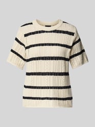 Regular Fit Strick-T-Shirt aus reiner Baumwolle von Pieces Beige - 23