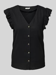 Top bluzkowy lniany o kroju regular fit z dekoltem w serek model ‘FALAKKA’ od b.young - 15