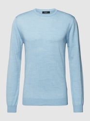 Sweter z dzianiny z detalem z logo model ‘Margrate’ od Matinique Niebieski - 41