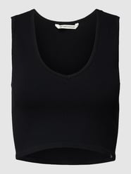 Korte top met fijnrib van Tom Tailor Denim Zwart - 3