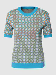 Sweter z dzianiny z rękawem o dł. 1/2 od Jake*s Collection Niebieski - 19