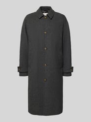Lange jas van wol met mouwtrensjes, model 'PINE' van Forét - 2