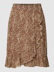 Knielange rok van viscose met all-over motief, model 'Joella' van B.Young Grijs / zwart - 31