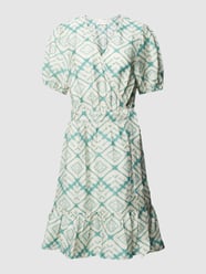 Knielange jurk van viscosemix met all-over motief van Atelier Reve Wit - 48