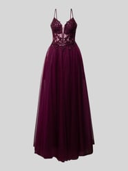 Abendkleid mit Paillettenbesatz von Luxuar Lila - 36