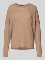 Oversized Longsleeve mit geripptem Rundhalsausschnitt von Windsor Braun - 10