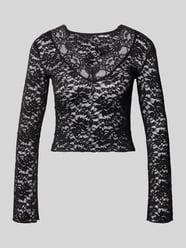 Slim Slim-fit shirt met lange mouwen in kantlook met mesh-look model 'NIKKA' van ONLY - 44