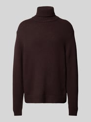 Sweter z dzianiny z golfem model ‘CODY’ od SELECTED HOMME Brązowy - 25