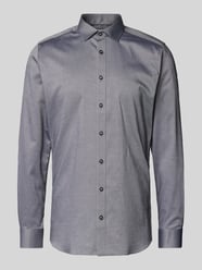 Slim fit zakelijk overhemd met knoopsluiting van OLYMP Level Five Grijs / zwart - 42