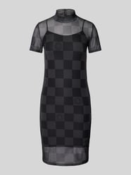 Knielange jurk in semi-transparant design, model 'Naluna' van Hugo Blue Grijs / zwart - 24