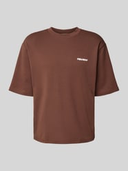 T-shirt met geribde ronde hals van REVIEW Bruin - 29