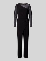 Semitransparenter Jumpsuit mit Rundhalsausschnitt von Adrianna Papell Schwarz - 16