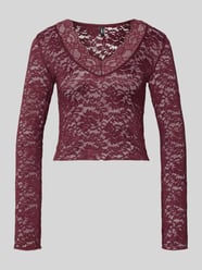 Slim Fit Langarmshirt in Spitzen-Mesh-Optik Modell 'NIKKA' von ONLY Bordeaux - 41