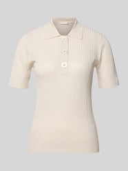 Strickshirt mit Polokragen und Knopfleiste von Liu Jo White Beige - 19