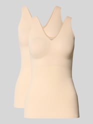 Slim Fit Top mit V-Ausschnitt Modell 'Invisible' von SCHIESSER Beige - 25