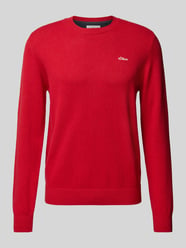 Regular Fit Strickpullover aus reiner Baumwolle mit Label-Stitching von s.Oliver RED LABEL Rot - 4