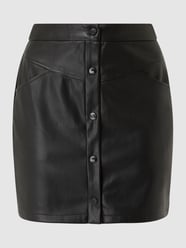 Minirok in leerlook, model 'Olivia' van Noisy May Grijs / zwart - 29
