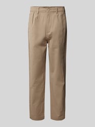 Tapered Fit Bundfaltenhose mit Gürtelschlaufen von Lindbergh Beige - 12