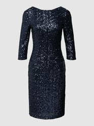 Knielanges Cocktailkleid mit Paillettenbesatz von Paradi Blau - 38