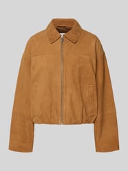 Bomberjacke aus Velours mit Eingrifftaschen von Jake*s Collection Beige - 39