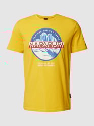 T-shirt van katoen met labeldetail, model 'FORSTERI' van Napapijri Geel - 16
