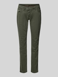 Slim fit jeans met asymmetrische knoopsluiting, model 'Malibu' van Buena Vista Groen - 23