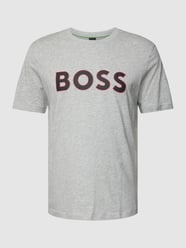 T-shirt met labelprint, model 'Tee' van BOSS Green Grijs - 35