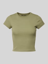 T-shirt in riblook van Review Groen - 34