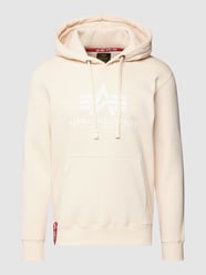 Hoodie mit Label-Print Modell 'BASIC' von Alpha Industries Beige - 17