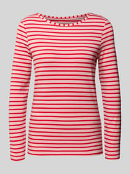Longsleeve met geribde ronde hals Model 'SUMIKO' van Oui Fuchsia - 1
