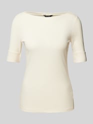 T-Shirt mit U-Boot-Ausschnitt Modell 'JUDY' von Lauren Ralph Lauren Beige - 42