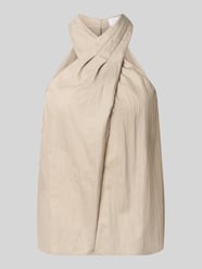 Neckholder-Blusentop aus Baumwoll-Mix von Jake*s Collection Beige - 3