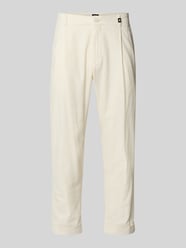 relaxed fit bandplooibroek van katoenmix met linnen model 'LOUIS-W' van Strellson Beige - 17